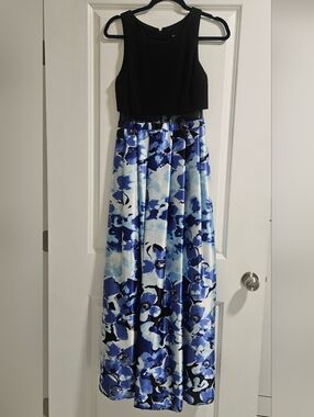 Betsy & Adam Black Dress with Navy Accent